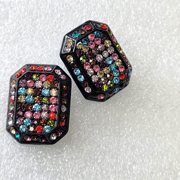 Multicolor Crystal Small Stud Earrings - Picture 4 of 10